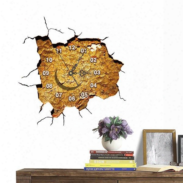 Creative Broken Wall 3d Sticker Wall Clock