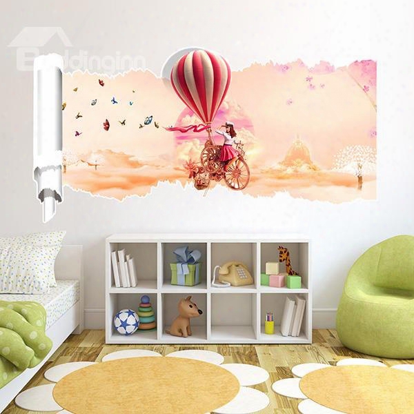 Creative Countryside Style Girl And Ballon 3d Wall Stickers