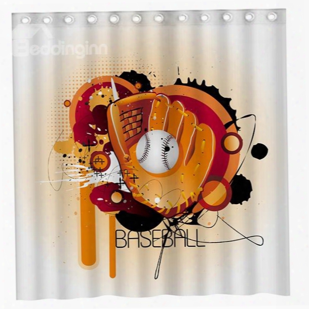 Creative Design Unique Doodle Baseball 3d Shower Curtain