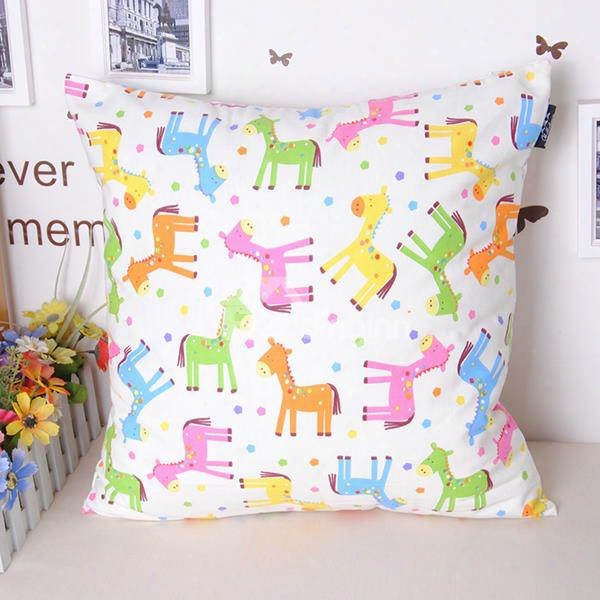 Creative Lovely Colorful Horse Printing Throw Pillowcase