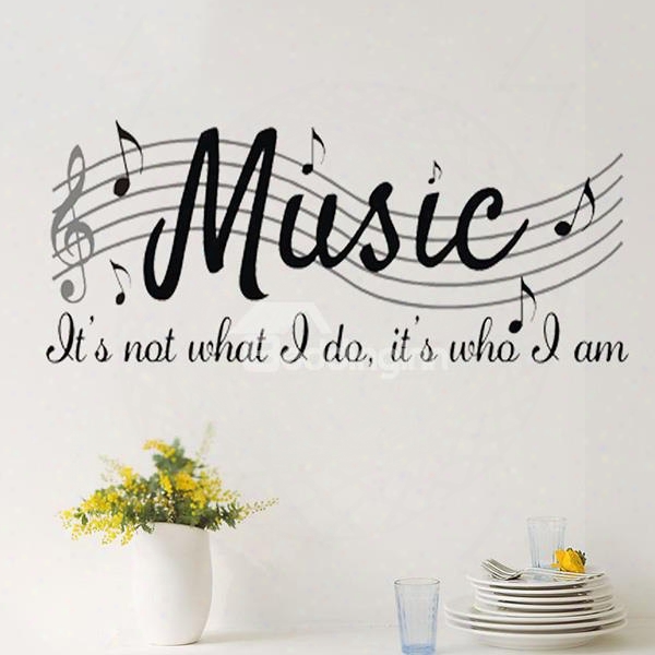 Creative Music Letters And Staff Removable Wall Sticker