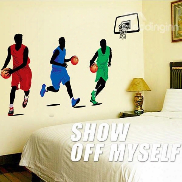 Creative Simple Style Basketball Players Pattern Wall Sticker