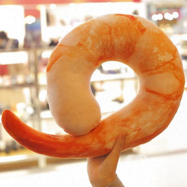 Creative Vivid Shrimp Meat Design U-shaped Pillow