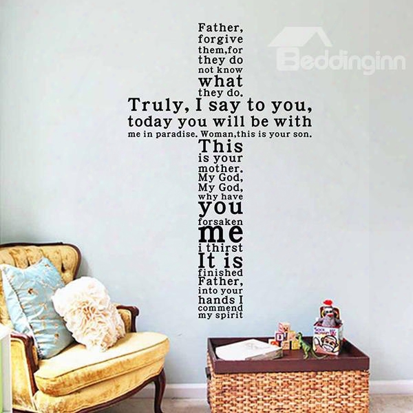 Creative Words And Quotes Cross Shaped Removable Wall Sticker
