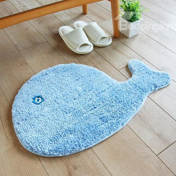 Cute Creative Blue Whale Design Water-absorbing Anti-slipping Doormat