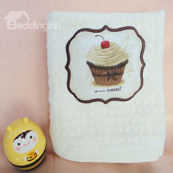 Cute Tasty Cake Check Pattern Cotton Towel