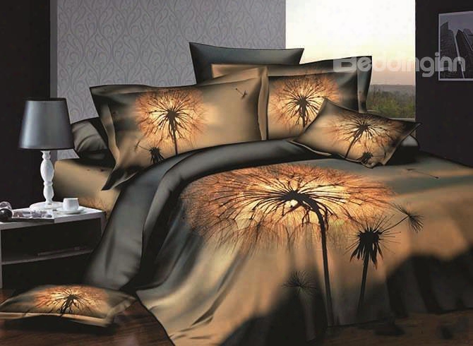 Dandelion Printing Skincare Cotton 4-piece Duvet Cover Sets