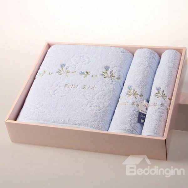 Delicate New Style Little Flower Pattern 100% Cotton Bath Towel Set