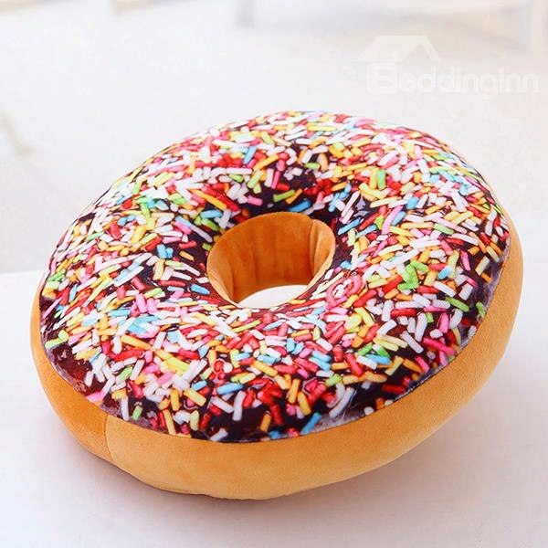 Delicious Donut Design Soft Round Throw Pillow