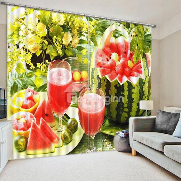 Delicious Watermelon Juice Print 3d Blackout Curtain