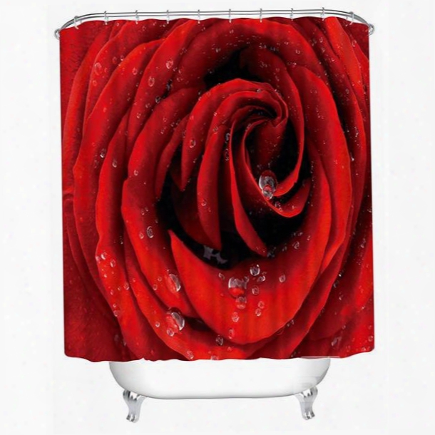 Detail Of Red Rose Print 3d Shower Curtain