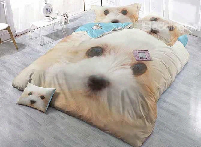 Docile Cute Dog Digital Printing Satin Drill 4-piece Duvet Cover Sets
