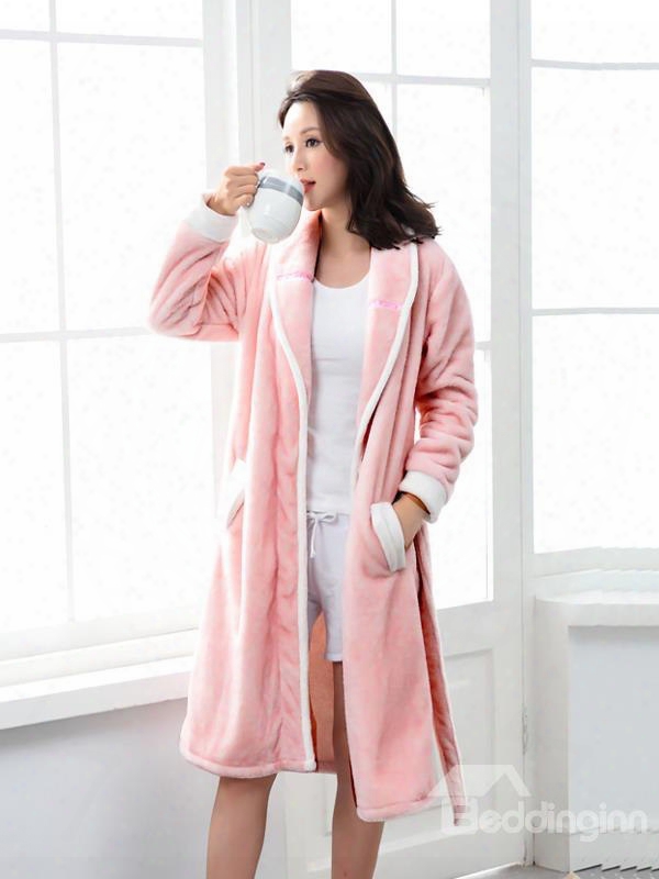 European Style Concise Design Women's Flannel Robe