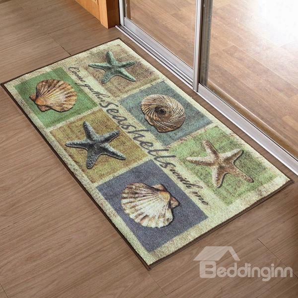 European Vintage Beach Style Seashell And Starfish Pattern Anti-slipping Doormat