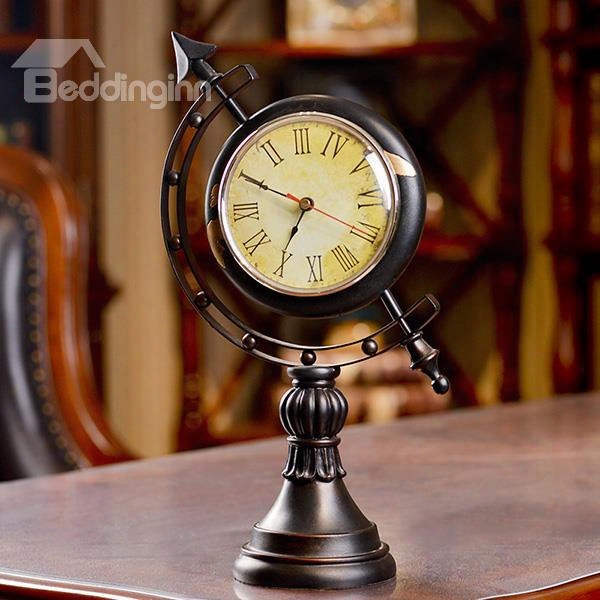 European Vintage Globe Design Desktop Decoration Desk Clock