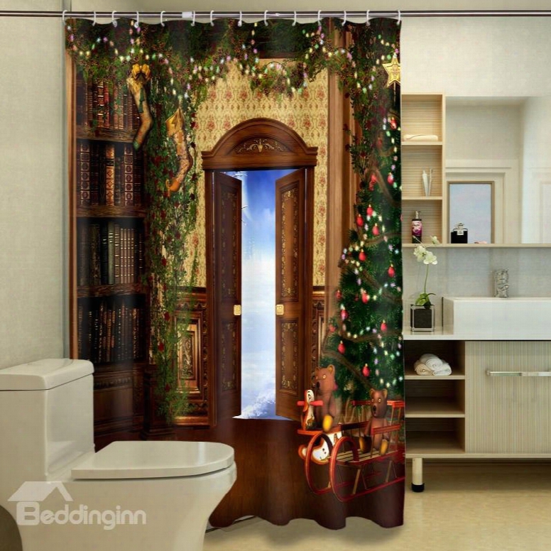 Fabulous Cozy Room With Christmas Tree Pattern 3d Shower Curtain