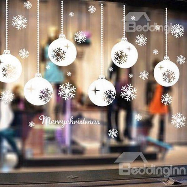 Festival Christmas Glass Decoration Snow Balloons Removable Wall Sticker