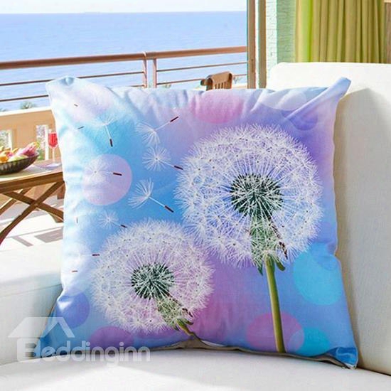 Fluffy Dreamlike Dandelion Digital Print Throw Pillow