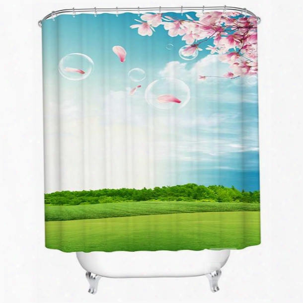Fresh Natural Chatty Green Outdoor Print 3d Shower Curtain