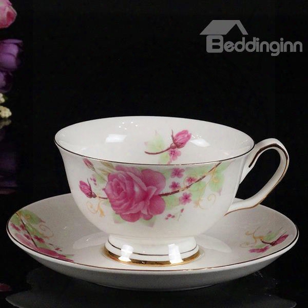 Gorgeous European Style Afternoon Tea Bone China Coffee Cup Sets