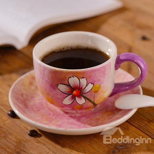 Gorgeous Hand-painted Daisy Ceramic Coffee Cup