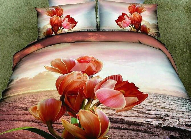 Graceful Comfy Flowers Print 2-piece Pillow Cases