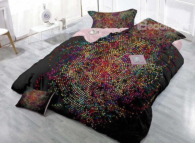 High Density Satin Drill Colorful Dots Print 4-piece Duvet Cover Sets