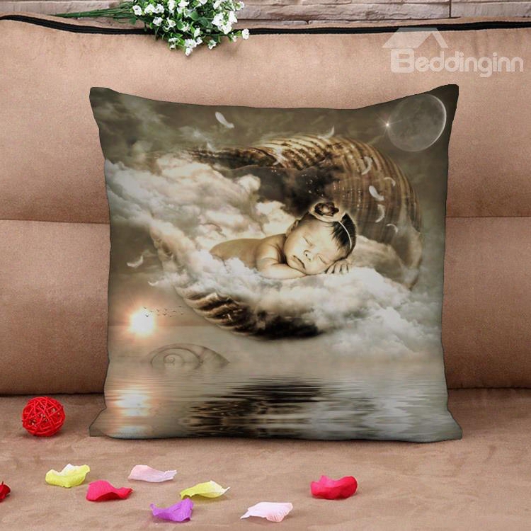 Holy Baby Over The Wind Cotton Throw Pillow Case