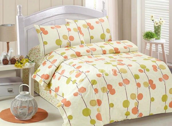 Leaves Print 4-piece Cotton Kids Duvet Cover Sets