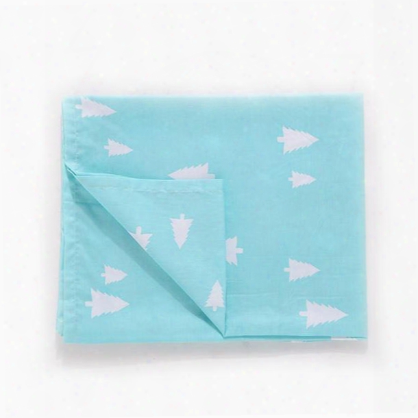 Light Green Pine Shape Pattern 100% Cotton Baby Cri Flat Sheet