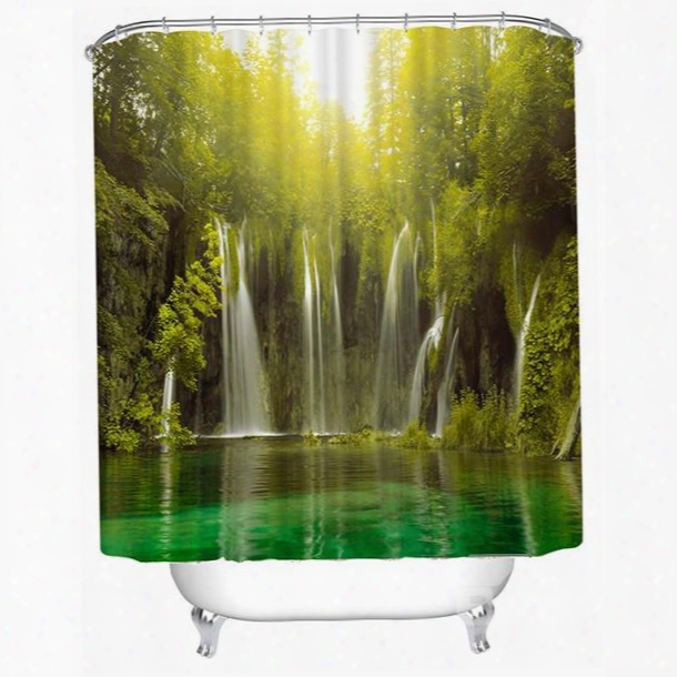 Light Through The Waterfall Print 3d Hower Curtain