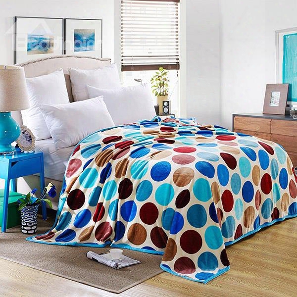 Lovely Colorful Polka Dots Printed Bed Blanket
