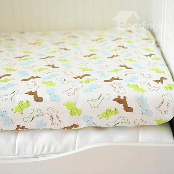 Lovely Little Dinosaur Pattern Cotton Baby Crib Fitted Sheet
