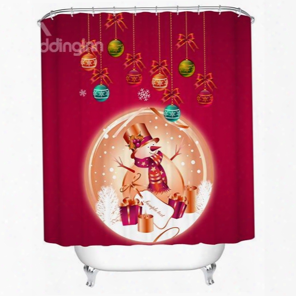 Lovely Red Santa And Presents Printing Christmas Theme 3d Shower Curtain