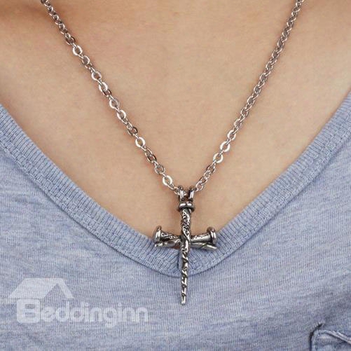 Men' S Cool Titanium Steel Cross Pendant Necklace