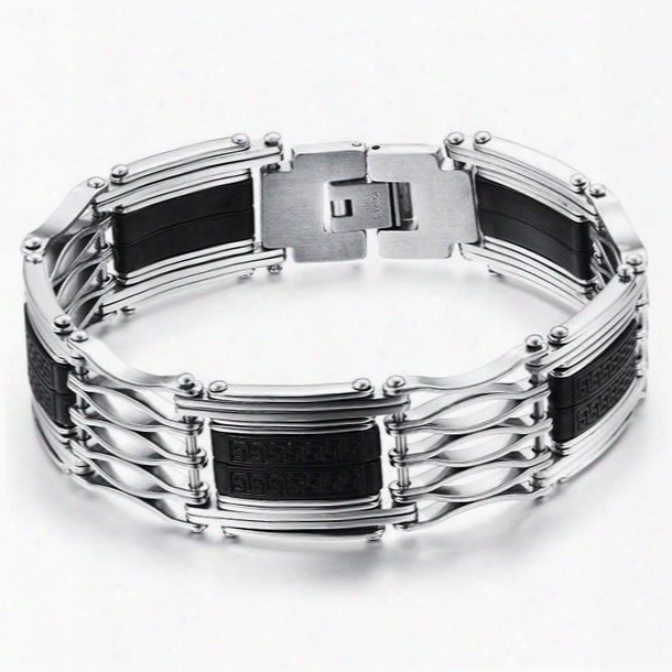 Men' S Fashion Skeleton Silicon And Steel Bracelet