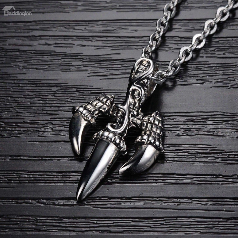 Men's Creative Titanium Steel Claws Pendant Necklace