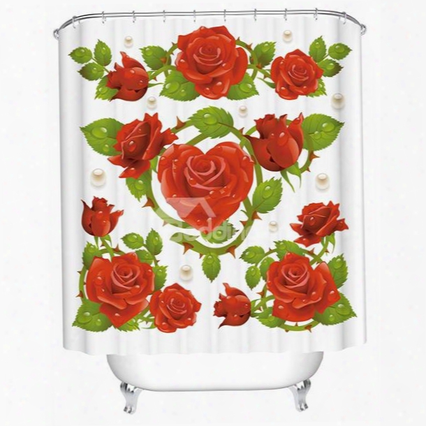 Modern Unique Design Flowers And Pearl Pattern 3d Shower Curtain