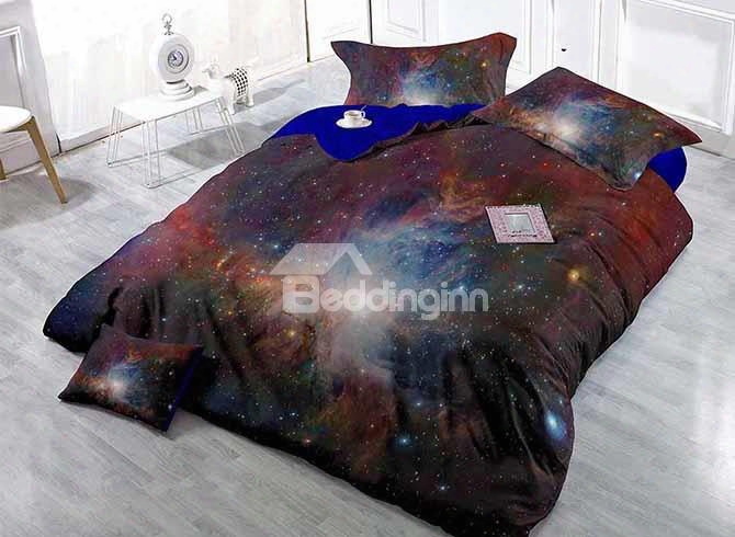 Mysterious Charming Stars And Galaxy Print Satin Drill 4-piece Duvet Covrr Sets