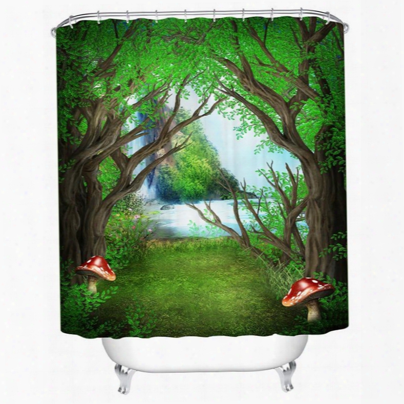 Mysterious Peaceful 3d Design Woodland Shower Curtain