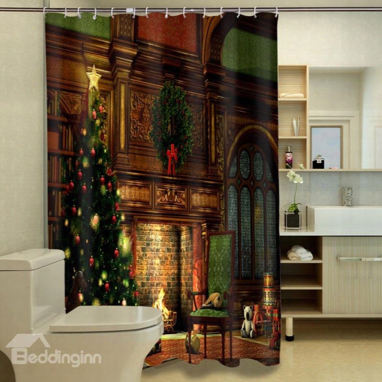 New Arrival Fantastic Christmas Tree Print 3d Shower Curtain