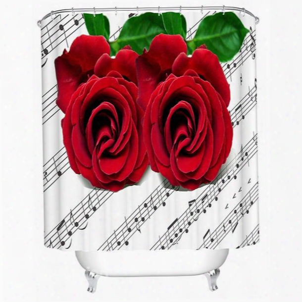 New Design Rose And Stave 3d Shower Curtain