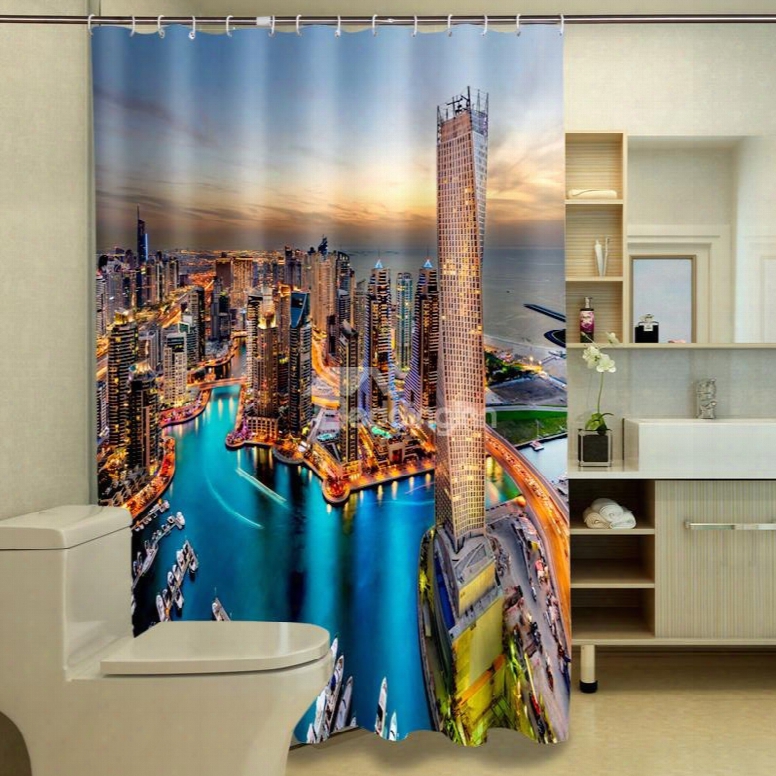 New Style Attractive Cityscape 100% Polyester 3d Shower Curtains