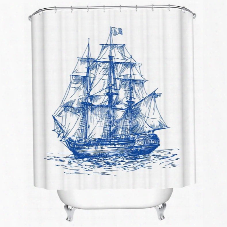 New Style Concise Sketched Fleet Image 3d Shower Curtain