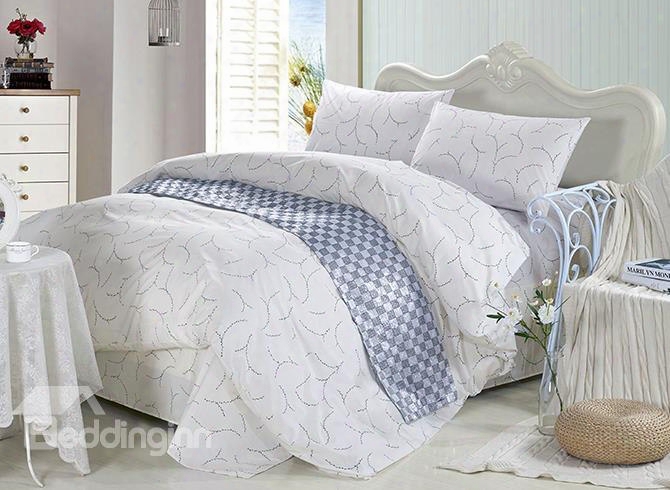 Noble Concise Style 4-piece White Cotton Bedding Sets/duvet Cover