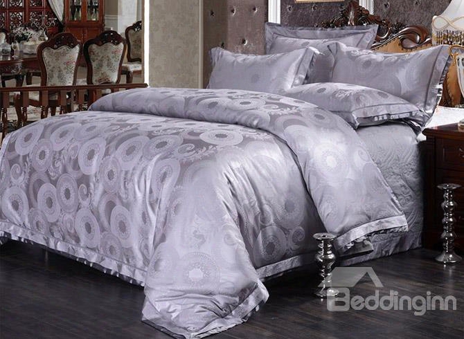 Noble Violet 4-piece Jacquard Bamboo Fabric Bedding Set
