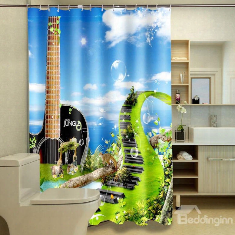 Novel Design Fanciful Piano Keyboard 3d Shower Curtain