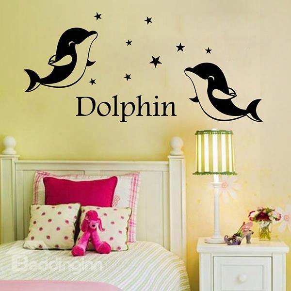 Nursary Dolphkns  And Stars Removable Wall Sticker