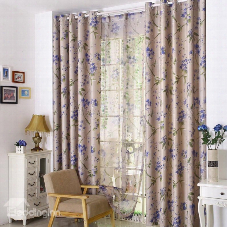 Pastoral Style High Quality Grommet Top Curtain