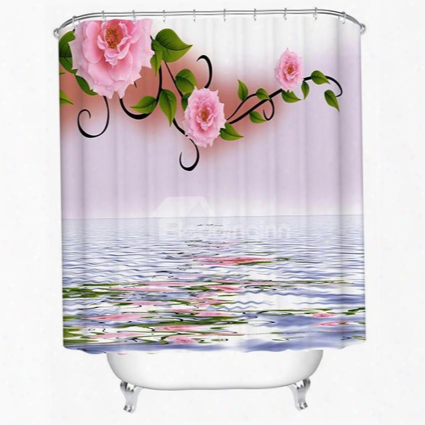 Peaceful Water And Graceful Flower 3d Shower Curtain